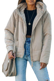 LC856045-15-S, LC856045-15-M, LC856045-15-L, LC856045-15-XL, LC856045-15-2XL, Beige Winter Coats for Women Outdoor Zipper Hooded Coat Outwear with Pockets
