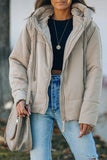 LC856045-15-S, LC856045-15-M, LC856045-15-L, LC856045-15-XL, LC856045-15-2XL, Beige Winter Coats for Women Outdoor Zipper Hooded Coat Outwear with Pockets