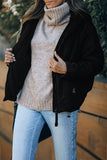 LC856045-2-S, LC856045-2-M, LC856045-2-L, LC856045-2-XL, LC856045-2-2XL, Black Winter Coats for Women Outdoor Zipper Hooded Coat Outwear with Pockets