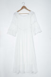 White White Maxi Dress Off Shoulder Flared Sleeve Lace Wedding Bridesmaid Dress LC611985-1