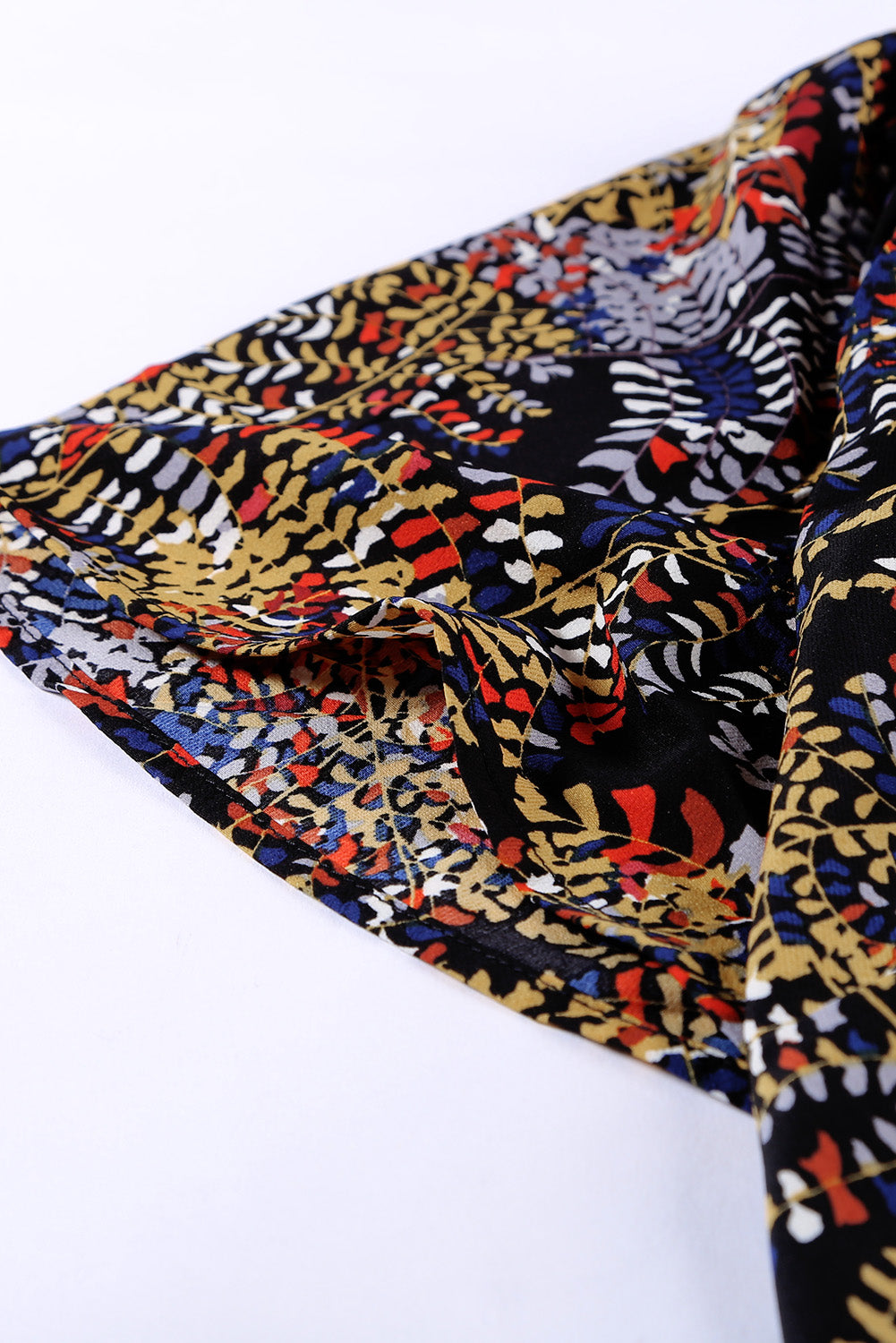 Multicolor V Neck Short Sleeve Print Floral Blouses Shirts LC2514201-22
