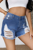 Sky Blue Womens Jean Shorts High Rise Distressed Denim Shorts LC786260-4