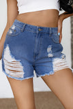 Sky Blue Womens Jean Shorts High Rise Distressed Denim Shorts LC786260-4