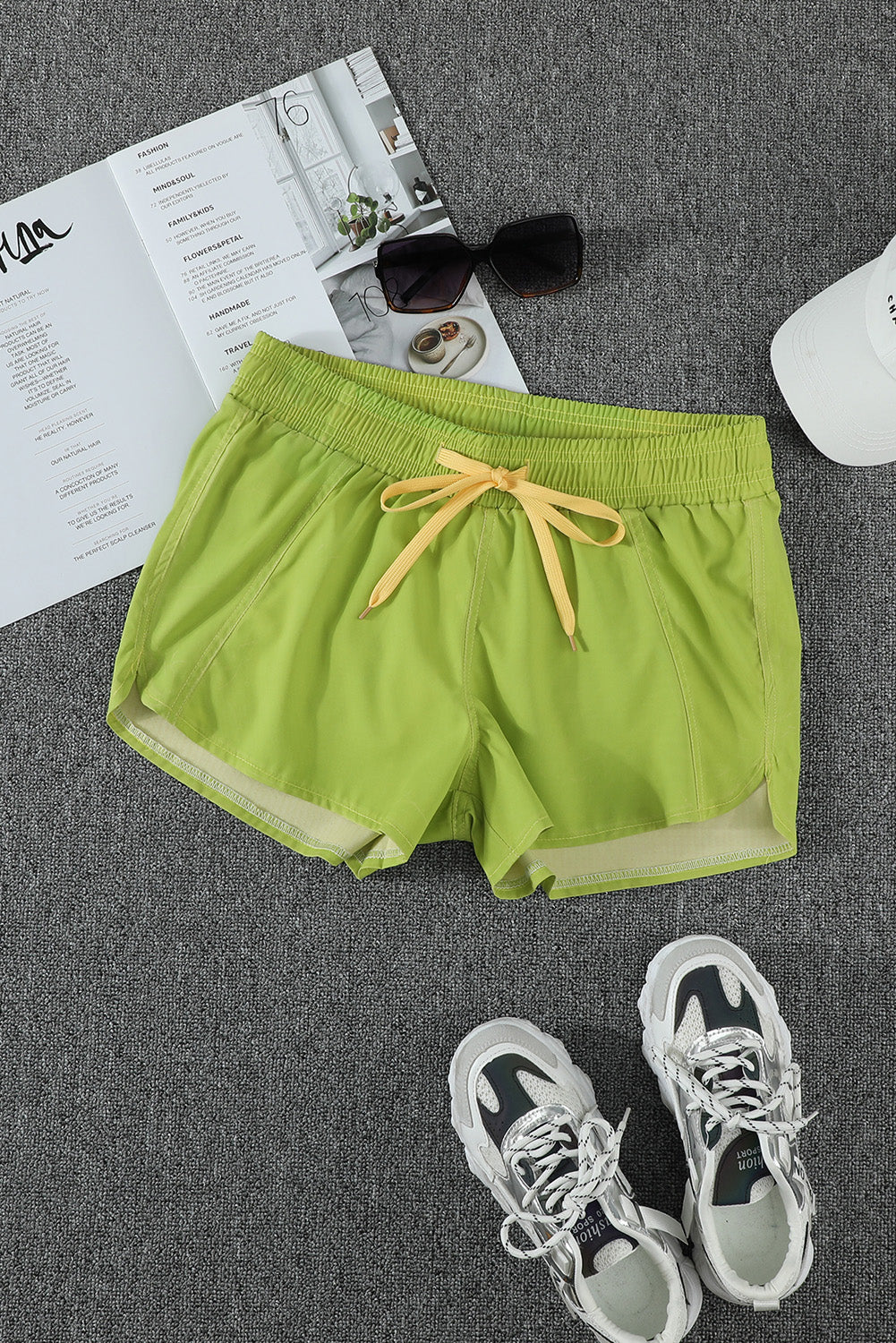 Green Womens Summer Thermochromic Sports Casual Shorts LC73678-9