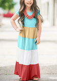 Multicolor Family Matching Color Block Maxi Dress for Women LC613732-22