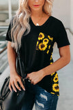 Yellow Women's Leopard Printed Short Sleeve T-Shirt Blouse LC253578-7