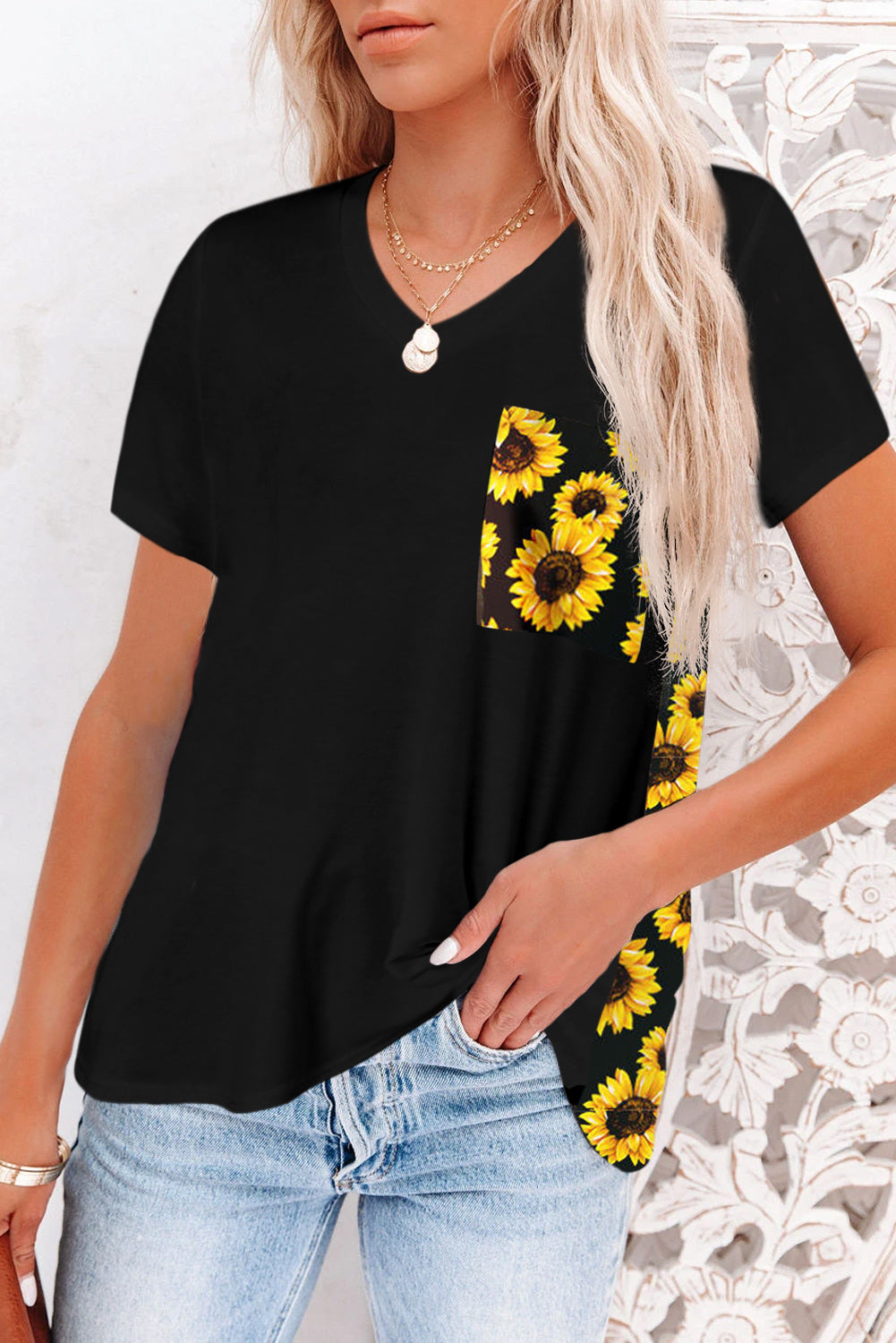 Yellow Women's Leopard Printed Short Sleeve T-Shirt Blouse LC253578-7