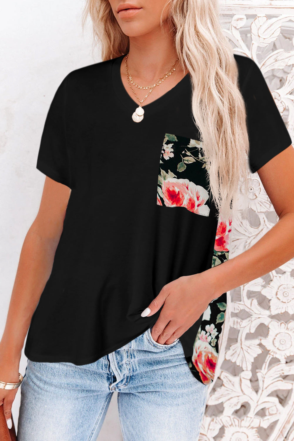 Black Women's Leopard Printed Short Sleeve T-Shirt Blouse LC253578-202