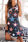 Blue Women's Dresses Flag Star Cutout Mini Dress LC228984-5