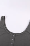 Gray Sleeveless Tank Dress Buttons Ribbed Knit Bodycon Midi Dress LC224949-11