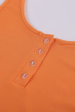 Orange Sleeveless Tank Dress Buttons Ribbed Knit Bodycon Midi Dress LC224949-14