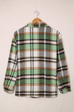 LC255462-9-S, LC255462-9-M, LC255462-9-L, LC255462-9-XL, LC255462-9-2XL, Green Geometric Plaid Print Pocketed Shirt
