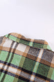 LC255462-9-S, LC255462-9-M, LC255462-9-L, LC255462-9-XL, LC255462-9-2XL, Green Geometric Plaid Print Pocketed Shirt