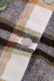 LC255462-9-S, LC255462-9-M, LC255462-9-L, LC255462-9-XL, LC255462-9-2XL, Green Geometric Plaid Print Pocketed Shirt