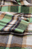 LC255462-9-S, LC255462-9-M, LC255462-9-L, LC255462-9-XL, LC255462-9-2XL, Green Geometric Plaid Print Pocketed Shirt