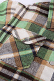 LC255462-9-S, LC255462-9-M, LC255462-9-L, LC255462-9-XL, LC255462-9-2XL, Green Geometric Plaid Print Pocketed Shirt
