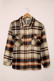 LC255462-14-S, LC255462-14-M, LC255462-14-L, LC255462-14-XL, LC255462-14-2XL, Orange Geometric Plaid Print Pocketed Shirt