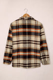 LC255462-14-S, LC255462-14-M, LC255462-14-L, LC255462-14-XL, LC255462-14-2XL, Orange Geometric Plaid Print Pocketed Shirt