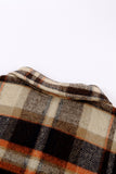 LC255462-14-S, LC255462-14-M, LC255462-14-L, LC255462-14-XL, LC255462-14-2XL, Orange Geometric Plaid Print Pocketed Shirt