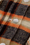 LC255462-14-S, LC255462-14-M, LC255462-14-L, LC255462-14-XL, LC255462-14-2XL, Orange Geometric Plaid Print Pocketed Shirt