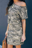 Khaki Women's Dresses Camouflage Print Mini Dress LC229054-16