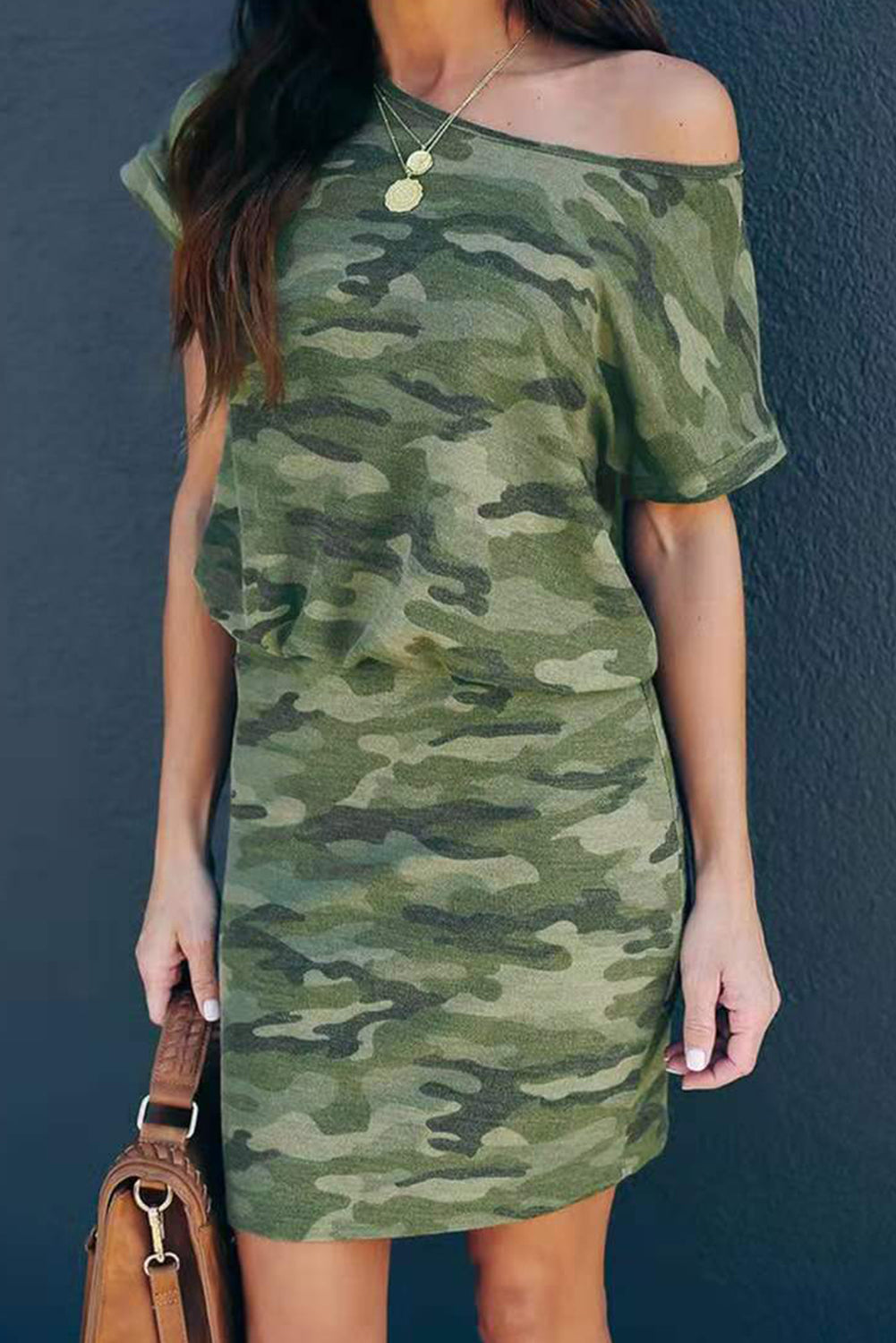 Green Women's Dresses Camouflage Print Mini Dress LC229054-9