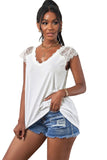 White V Neck Eyelash Lace Knit Tank for Women LC253399-1