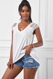 White V Neck Eyelash Lace Knit Tank for Women LC253399-1