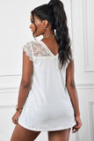 White V Neck Eyelash Lace Knit Tank for Women LC253399-1