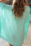 Sky Blue Women's Dresses Lace Stiching Cover-up Beach Mini Dress LC421321-4
