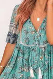 Green Women's Dresses Floral Print Mini Dress LC229164-9