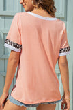 Pink Women's T-shirts Leopard Trim T-shirt LC25211120-10