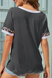 Gray Women's T-shirts Leopard Trim T-shirt LC25211120-11