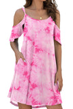 Pink Women's Dresses Tiedye Cami Cold Shoulder Mini Dress LC229305-10