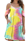 Multicolor Women's Dresses Tiedye Cami Cold Shoulder Mini Dress LC229305-22