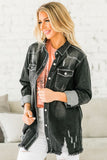 LC8511533-2-S, LC8511533-2-M, LC8511533-2-L, LC8511533-2-XL, LC8511533-2-2XL, Black Women's Oversized Denim Jacket Boyfriend Distressed Jean Trucker Jacket