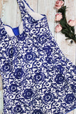 Blue Women's Tankinis Plus Floral Print Bow Tankini LC415288-5