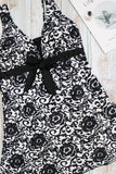 Black Women's Tankinis Plus Floral Print Bow Tankini LC415288-2