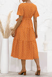Yellow Women's Dresses Floral Polka Dot Belted Midi Dress LC229317-7