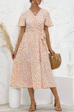 Apricot Women's Dresses Floral Polka Dot Belted Midi Dress LC229317-18