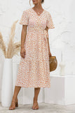 Apricot Women's Dresses Floral Polka Dot Belted Midi Dress LC229317-18