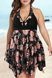 Womens Plus Size Swimsuits Two Piece Tankini Set Halter Bathing Suit Dress