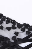 LC35395-2-S, LC35395-2-M, LC35395-2-L, Black Valentine Day 2 Piece Sexy Heart Bowknot Push Up Lingerie Set Bralette Bra and Panty