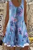 Sky Blue Women's Dresses Floral Print Mini Dress LC229388-4