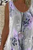 Gray Women's Dresses Floral Print Mini Dress LC229388-11
