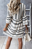 Black Women's Dresses Geometric Tribal Print Lace Trim Mini Dress LC229394-2