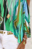 Green Women's Blouses Tribal Print Cold Shoulder Blouse LC2519621-9