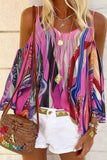 Rose Women's Blouses Tribal Print Cold Shoulder Blouse LC2519621-6
