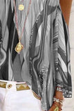 Gray Women's Blouses Tribal Print Cold Shoulder Blouse LC2519621-11