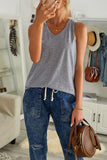 Gray Casual V Neck Racerback Tank Top with Pocket LC256544-11